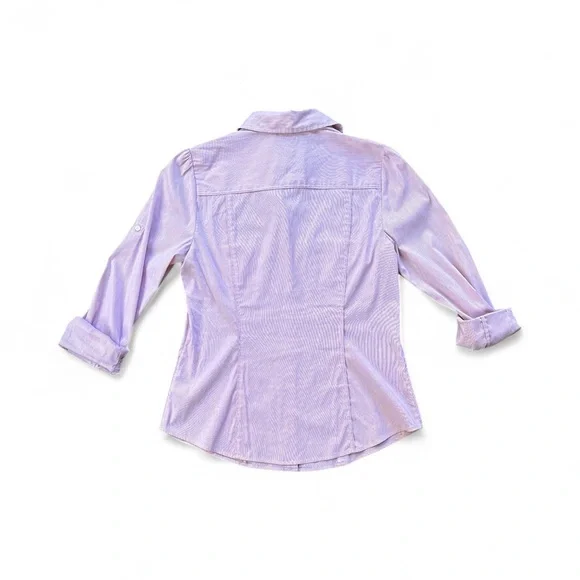 White House Black Market Lavender Striped Shirt - Picture 4 of 6